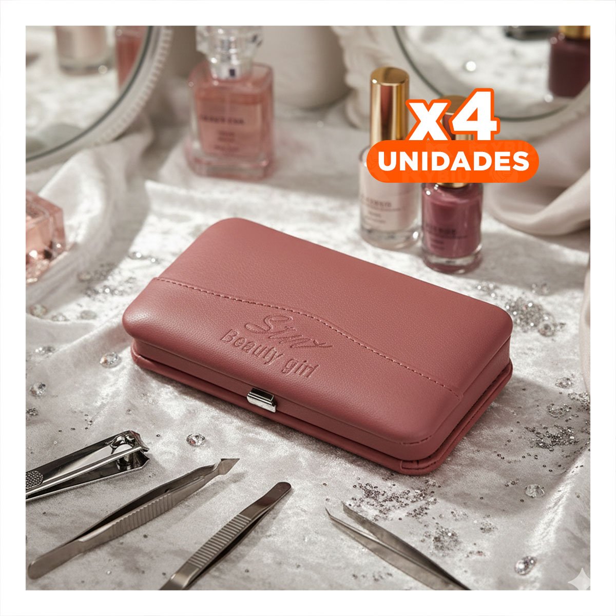 PACK4 MALETA PROFESIONAL DE HERRAMIENTAS PARA UÑAS 12 PIEZAS COLOR GUINDA - 1