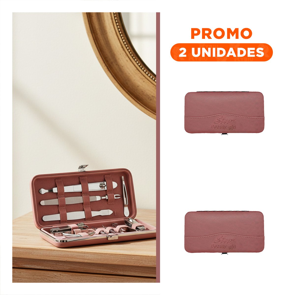PACK2 EQUIPO PRACTICO PARA CUIDADO DE MANOS Y PIES 12 PIEZAS GUINDA - 1