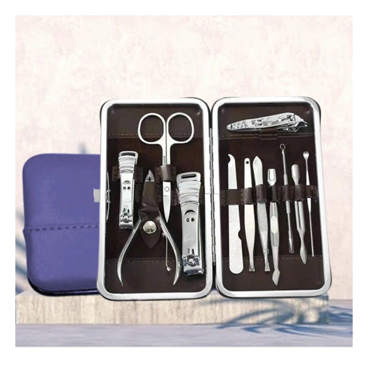 PACK4 MALETA PROFESIONAL DE HERRAMIENTAS PARA UÑAS 12 PIEZAS COLOR AZUL ACERO Y+PAPEL REGALO - 5