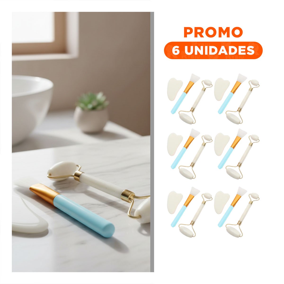 PACK6 EXTRACTOR FACIAL BLANCO SET DE 3 DE JADE PARA REJUVENECIMIENTO Y TONIFICACION - 1