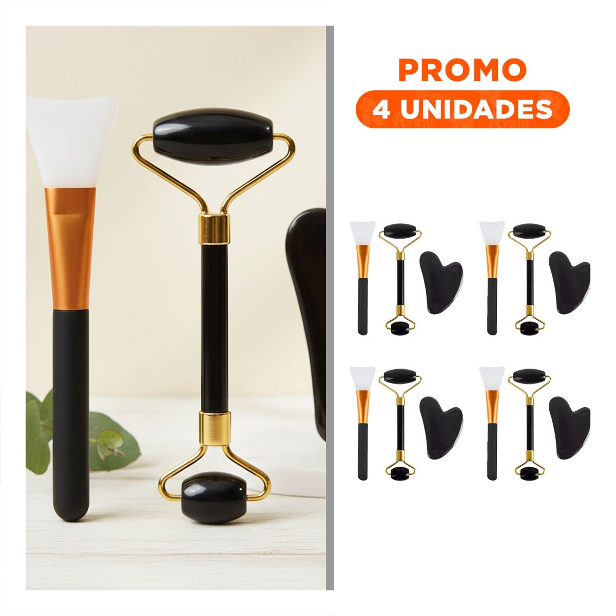 PACK4 EXTRACTOR NEGRO SET DE 3 DE JADE PARA SPA CASERO Y PIEL RADIANTE Y+REGALO STICKER - 1