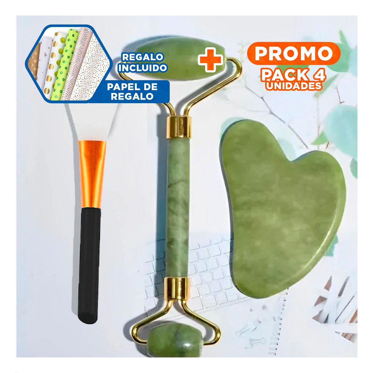 PACK4 KIT EXCELENTE PARA MASAJE VERDE Y+PAPEL DE REGALO - 1