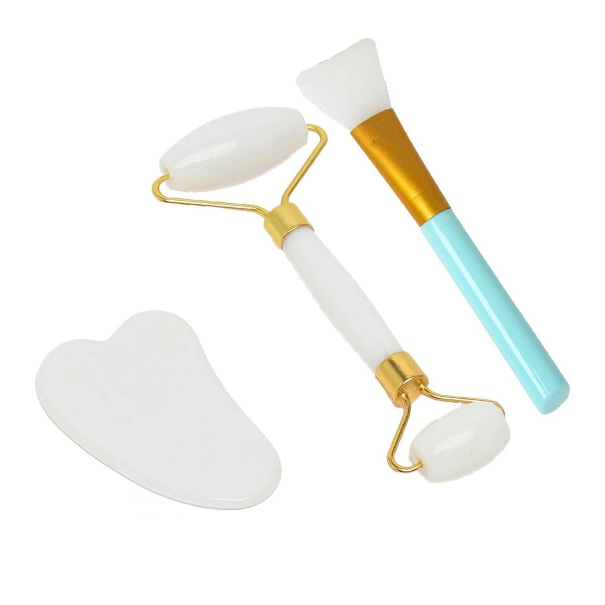 PACK6 INSTRUMENTO FACIAL SET DE 3 DE JADE BLANCO PARA MASAJE PROFUNDO Y+REGALO STICKER - 2