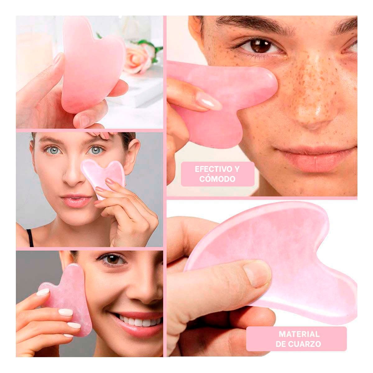 PACK2 KIT DE BELLEZA ROSADO CLARO PARA MASAJE Y ESTIMULO DEL ROSTRO Y+PAPEL REGALO - 3