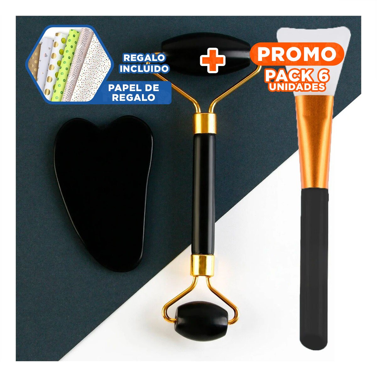 PACK6 EXTRACTOR DE BELLEZA SET DE 3 NEGRO DE JADE PARA HIDRATACION Y RELAX Y+PAPEL REGALO - 1