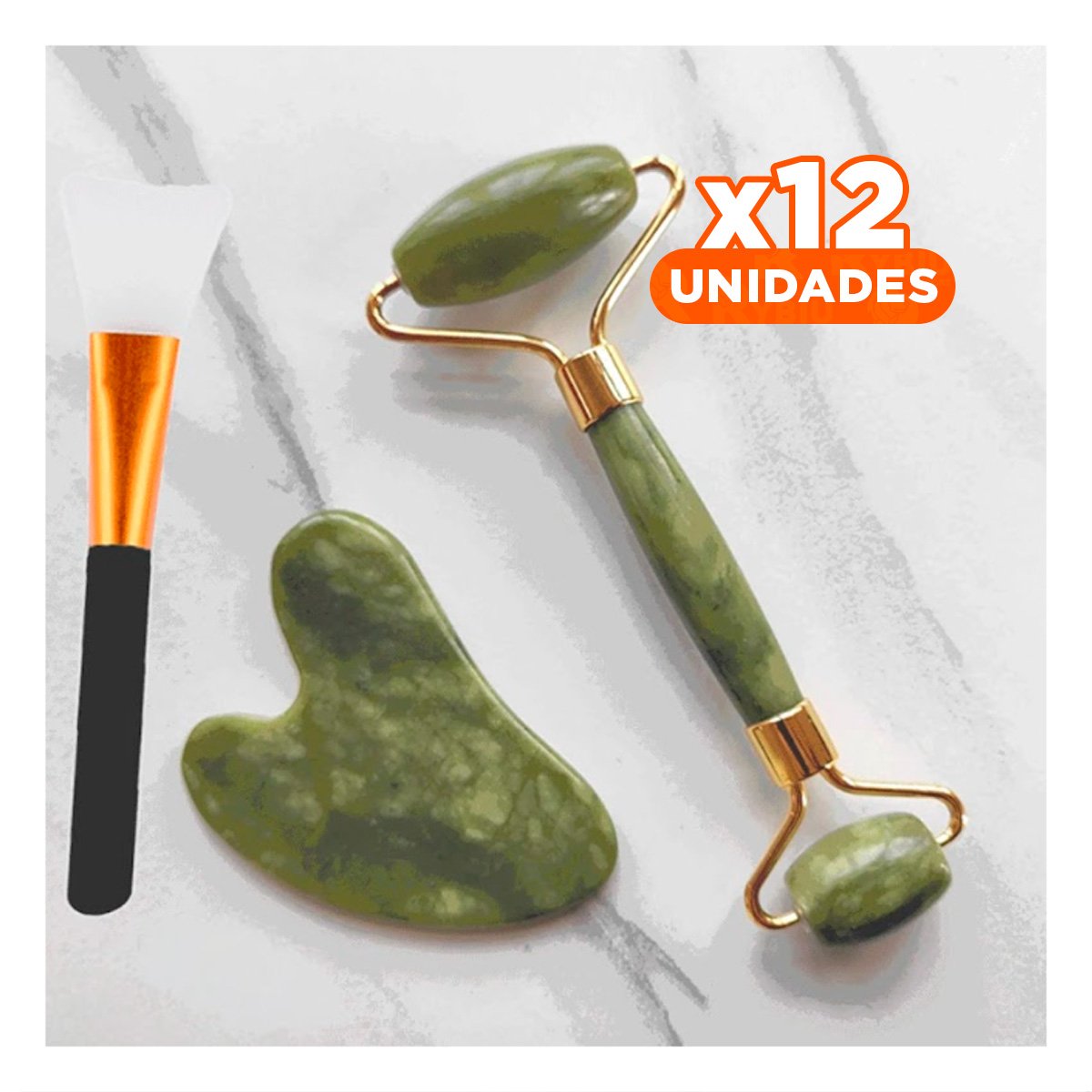 PACK12 MASAJEADOR FACIAL SET DE 3 DE JADE MODERNO EN VERDE - 1