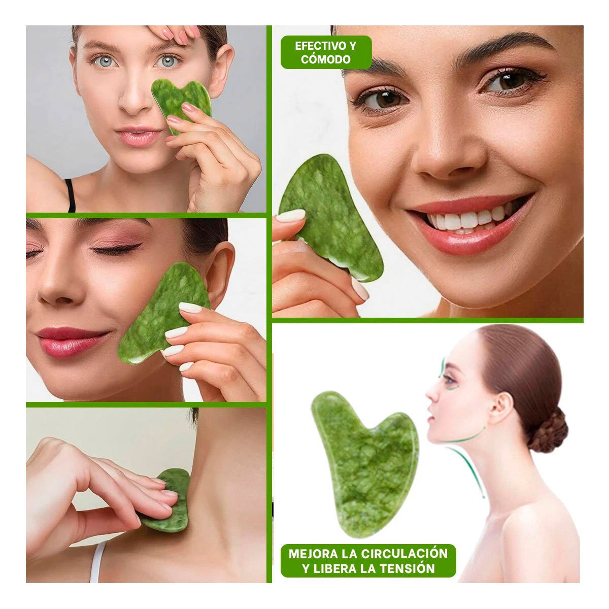 PACK4 MASAJEADOR DE BELLEZA VERDE PARA LUMINOSIDAD Y CUIDADO FACIAL Y+REGALO STICKER - 2