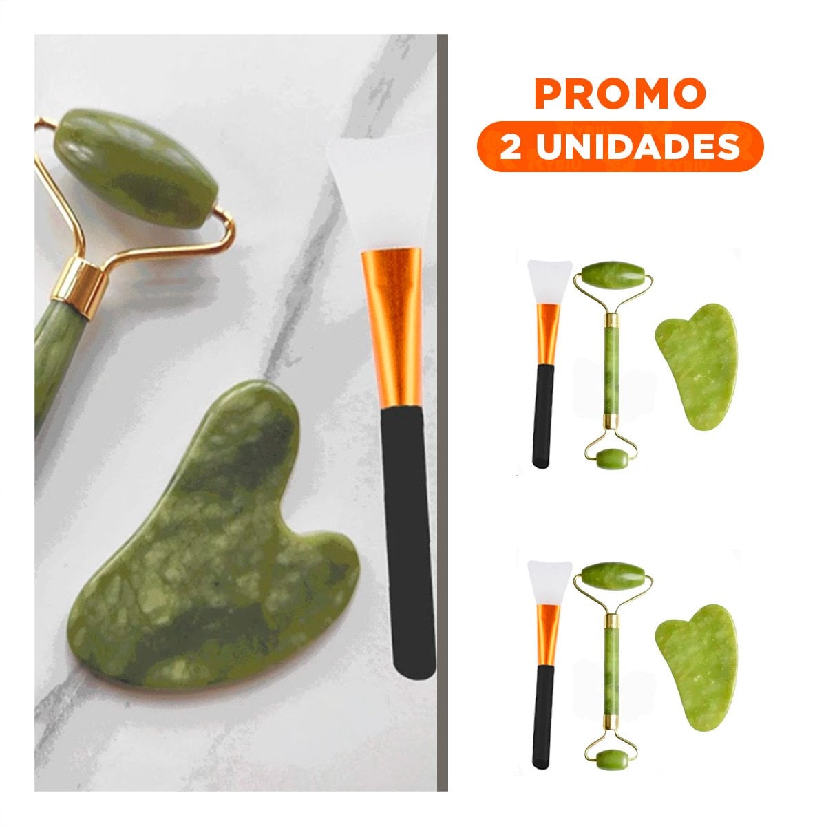 PACK2 MASAJEADOR FACIAL SET DE 3 DE JADE MODERNO EN VERDE - 1