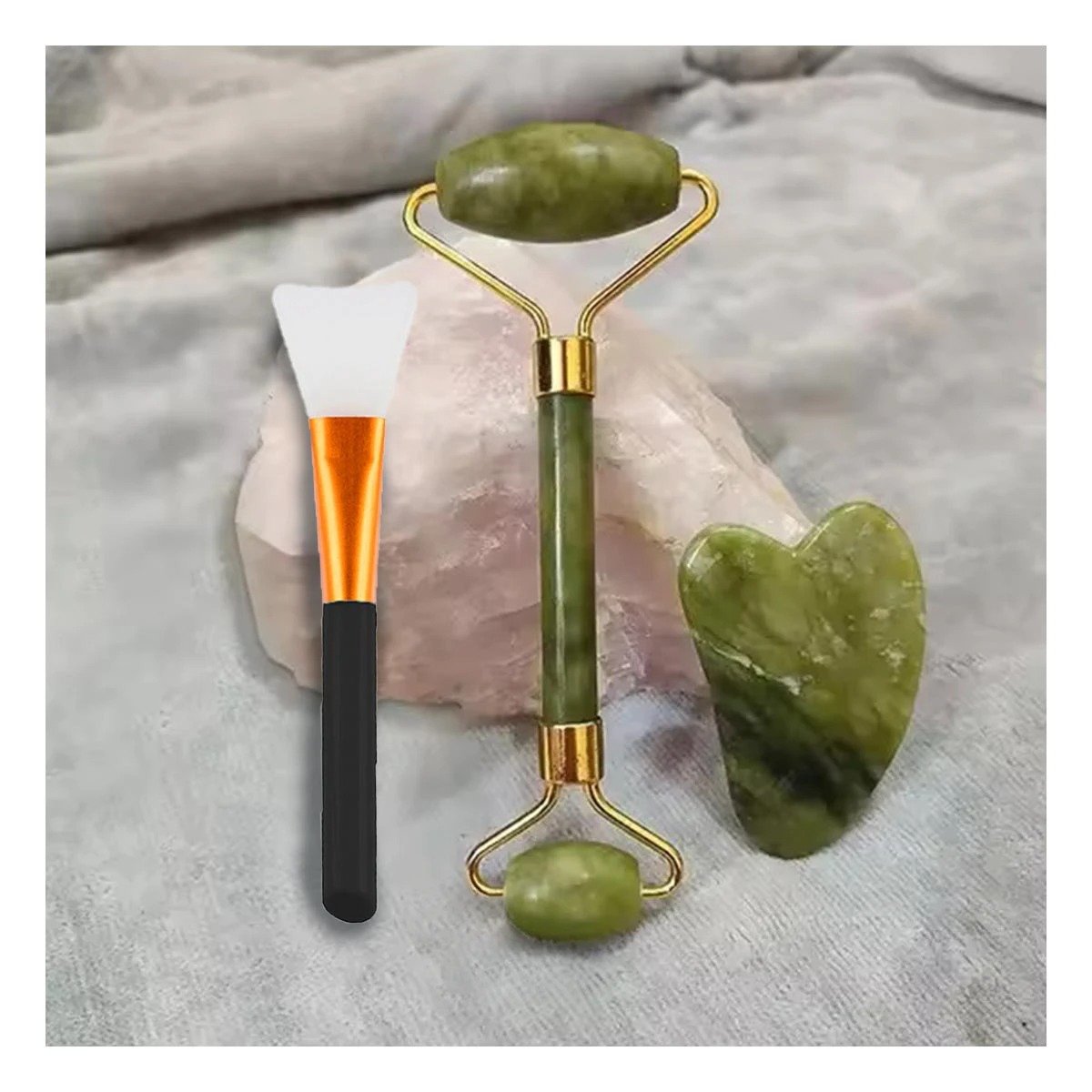 PACK2 MASAJEADOR FACIAL SET DE 3 DE JADE MODERNO EN VERDE - 5