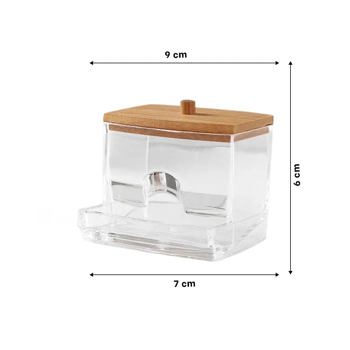 PACK4 FRASCO TRANSPARENTE DE ACRILICO CON TAPA DE MADERA PARA HISOPOS Y+PAPEL REGALO - 4