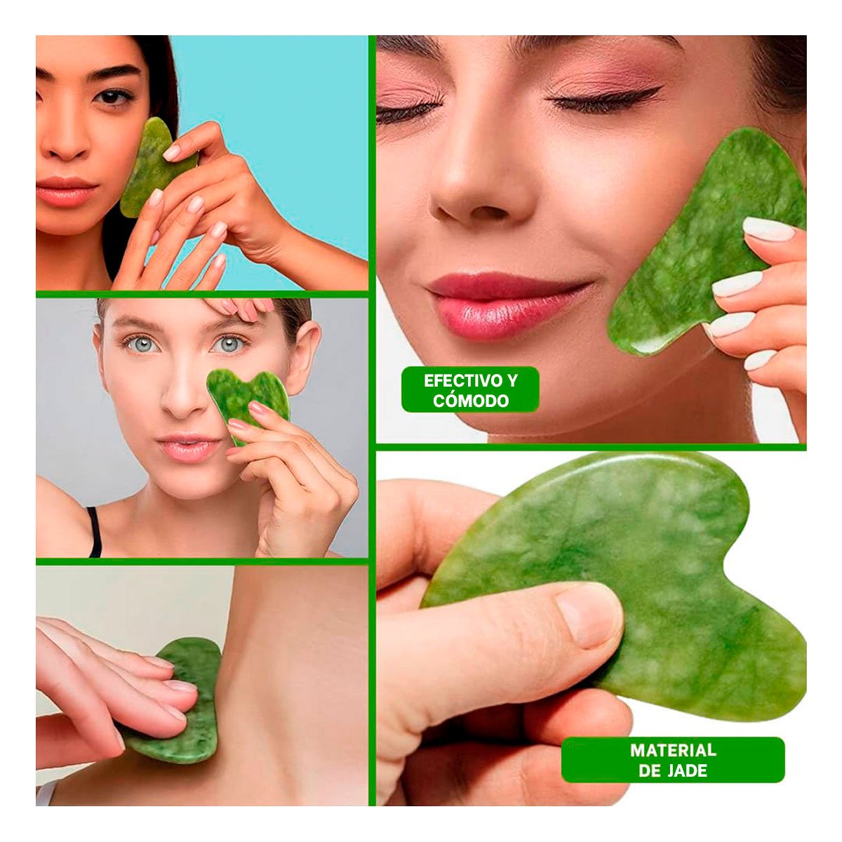 PACK6 HERRAMIENTA DE JADE VERDE PARA SUAVIDAD Y REJUVENECIMIENTO Y+PAPEL REGALO - 3