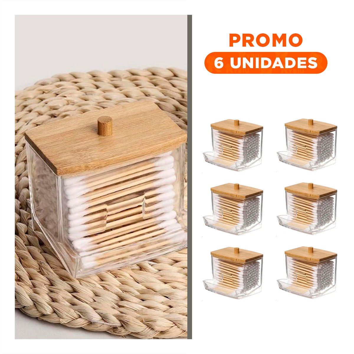 PACK6 PORTA HISOPOS MODERNO DE ACRILICO PARA TOCADOR - 1