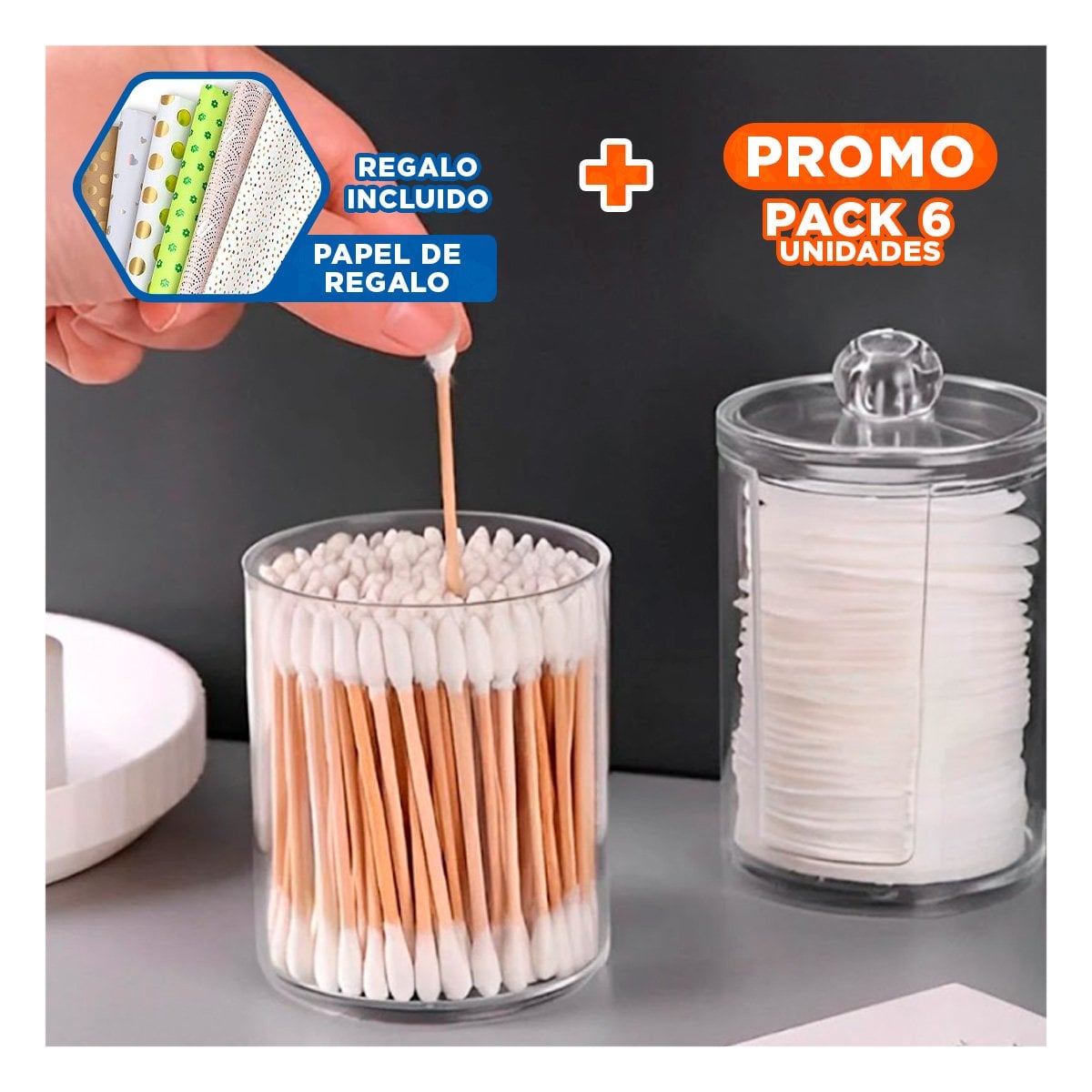 PACK6 ALMACENADOR DOBLE COMPACTO EN ACRILICO TRANSPARENTE Y+PAPEL REGALO - 1