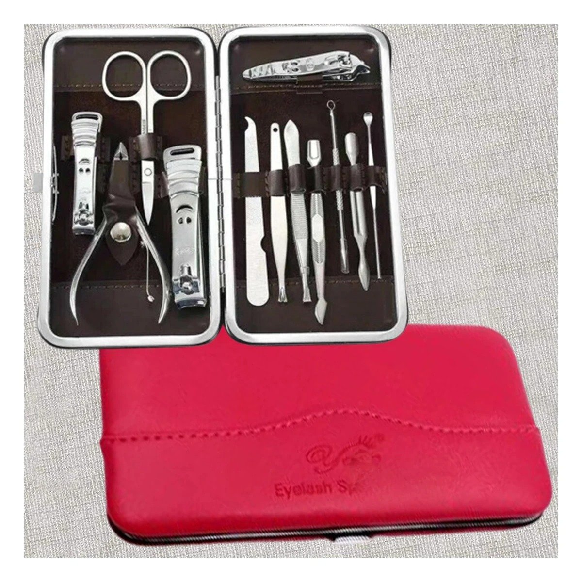 PACK12 ORGANIZADOR PORTATIL PARA HERRAMIENTAS DE UÑAS 12 PIEZAS ROJO - 5