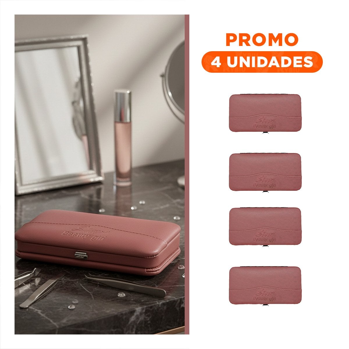 PACK4 MALETIN ORGANIZADOR PARA UÑAS 12 PIEZAS MANICURE Y PEDICURE GUINDA Y+REGALO STICKER - 1