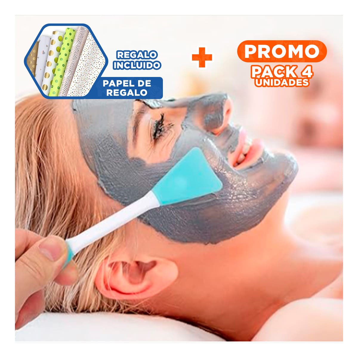 PACK4 ESPATULA DE BELLEZA CELESTE PARA APLICAR PRODUCTOS CON PRECISION Y+PAPEL REGALO - 1