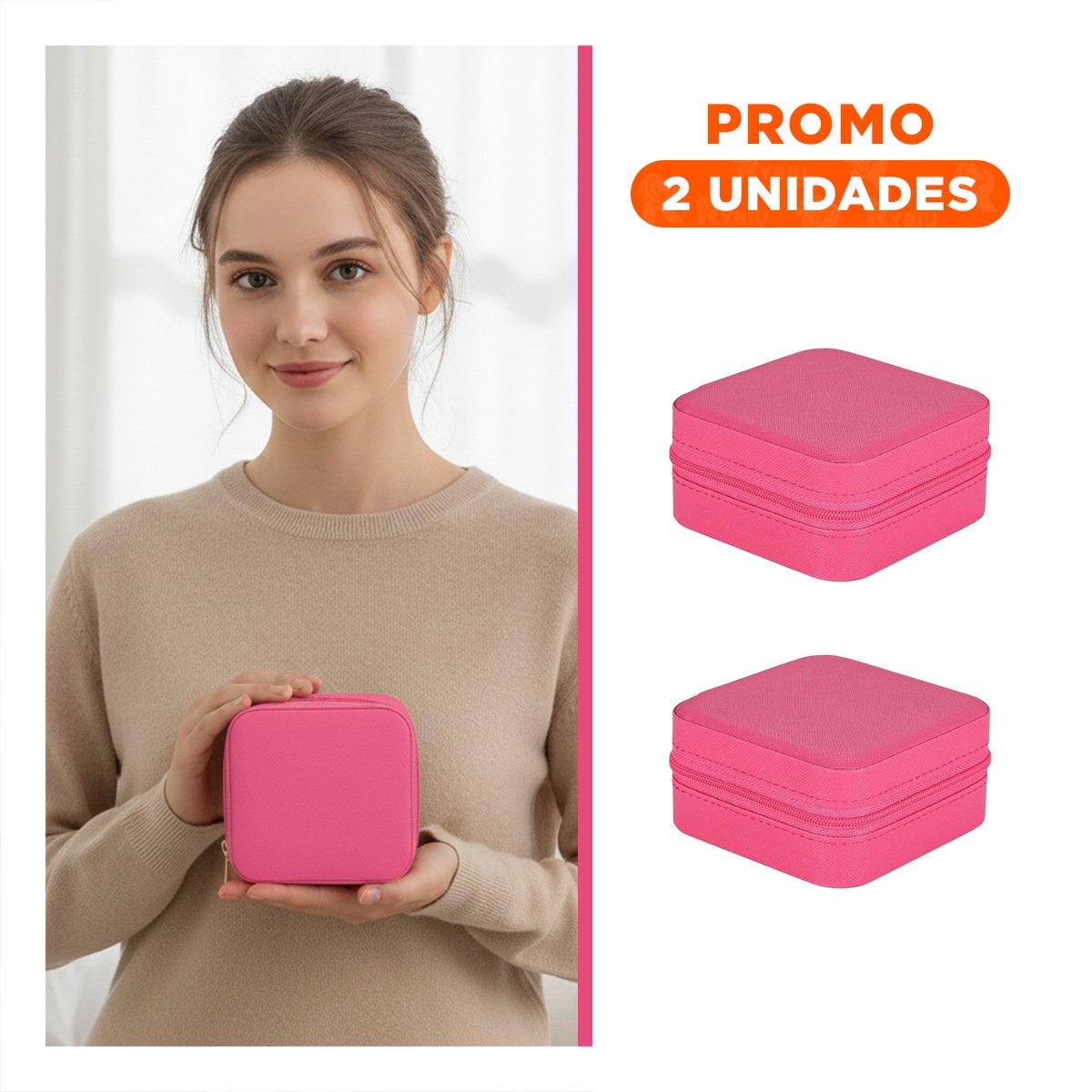 PACK2 SET JOYERO MINI PORTATIL PARA MUJER EN FUCSIA - 1