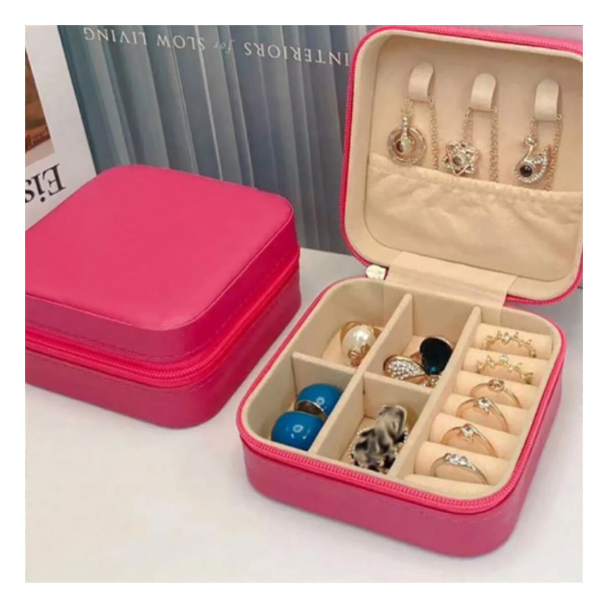 PACK2 SET JOYERO MINI PORTATIL PARA MUJER EN FUCSIA - 2