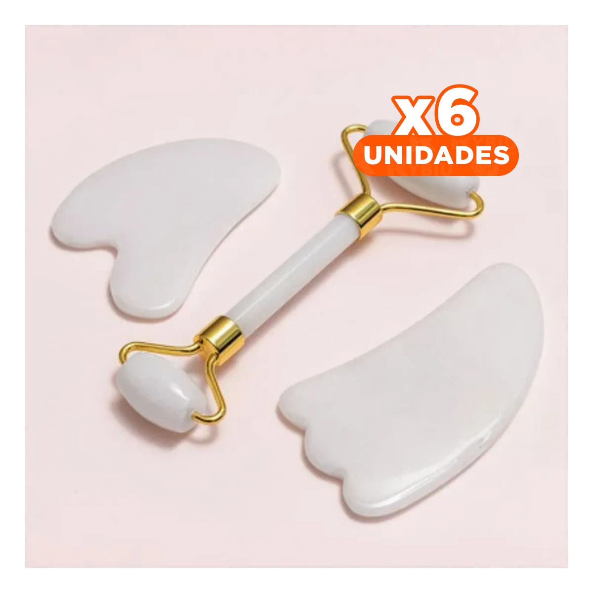 PACK6 INSTRUMENTO FACIAL SET DE 2 DE PLASTICO BLANCO PARA MASAJE PROFUNDO Y+REGALO STICKER - 1