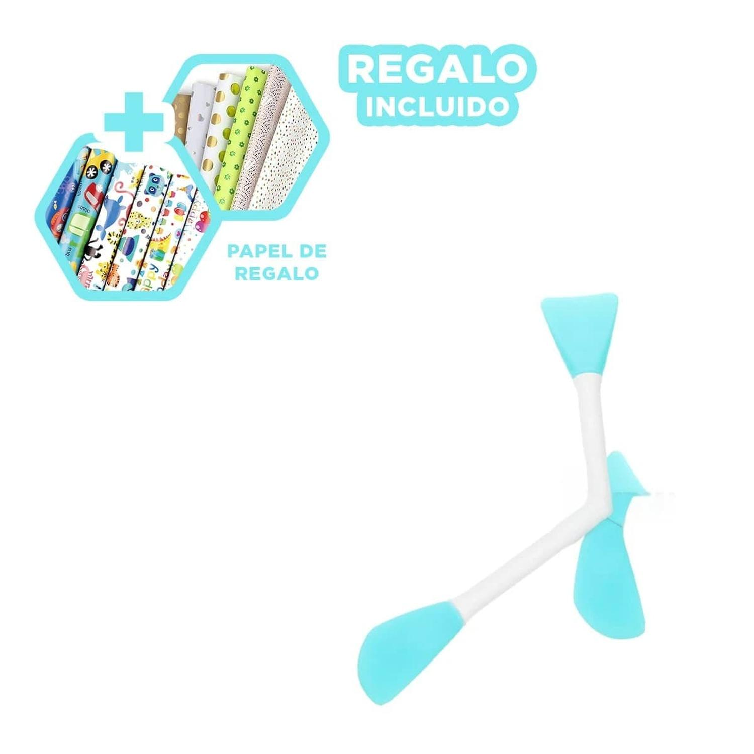 PACK6 BROCHA DE DOBLE LADO CELESTE Y+PAPEL DE REGALO - 1
