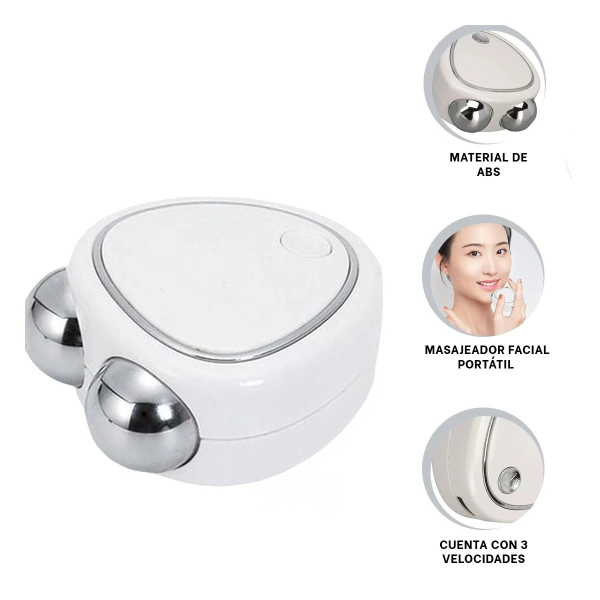 HERRAMIENTA DE BELLEZA TRIANGULO DE DOBLE RODILLO BLANCO PARA USO DIARIO EN CASA - 3