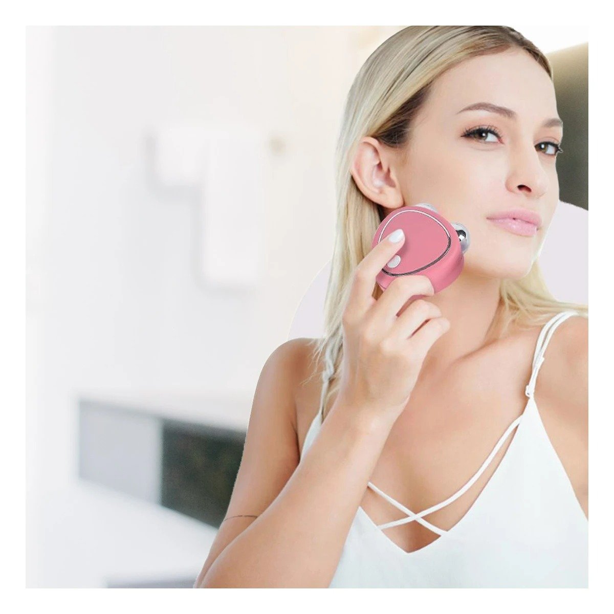 ACCESORIO FACIAL TRIANGULO DE DOBLE RODILLO ROSADO PARA ESTIMULAR LA CIRCULACION Y+PAPEL REGALO - 3