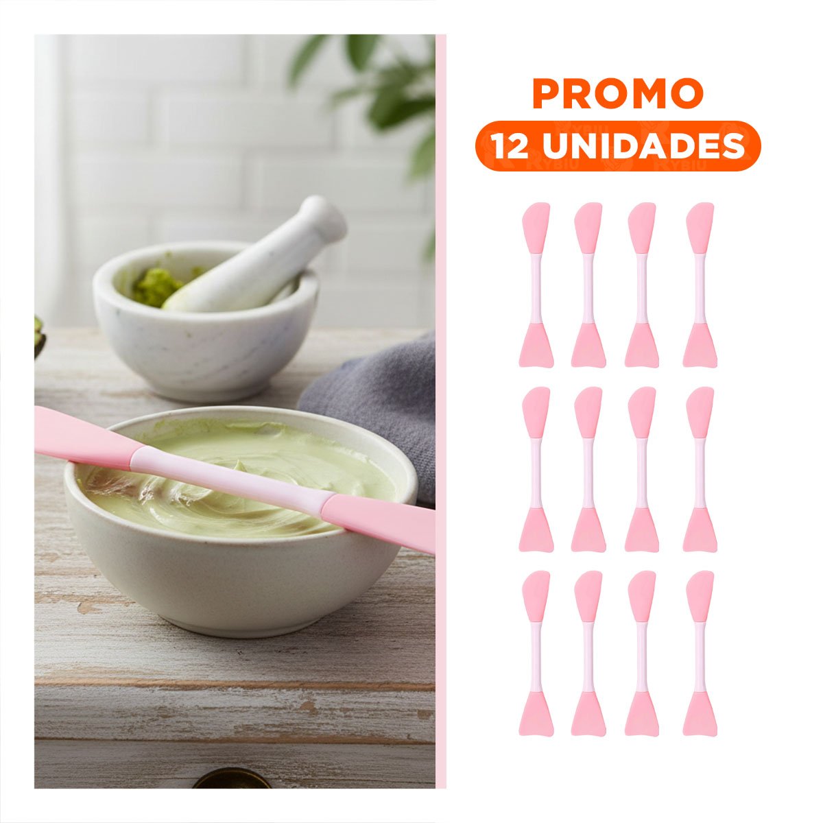 PACK12 BARRITA DOBLE PUNTA ROSADO PARA APLICACION UNIFORME DE CREMAS Y SERUMS Y+REGALO STICKER - 1
