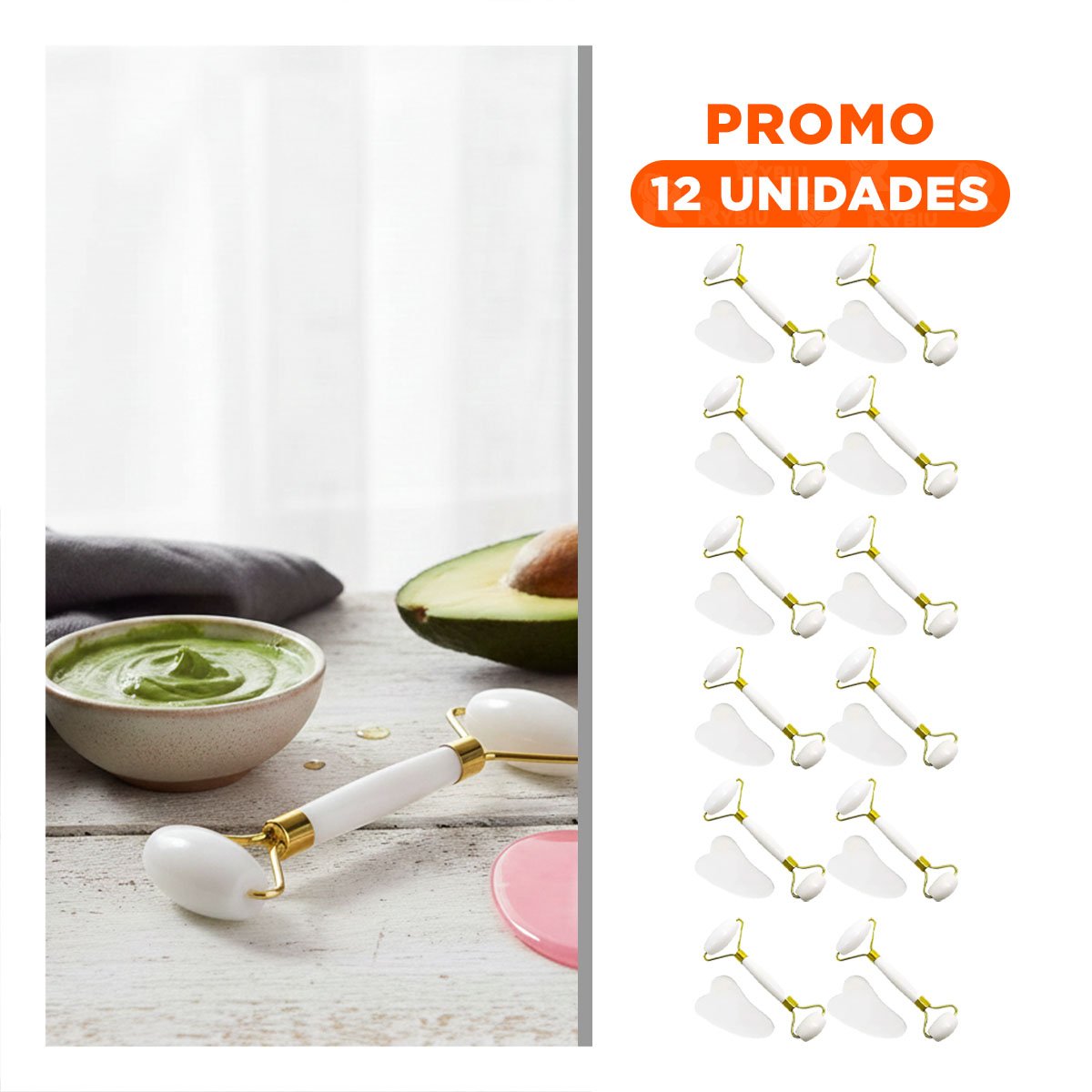 PACK12 INSTRUMENTO FACIAL BLANCO SET DE 2 DE PLASTICO PARA CUIDADO Y+REGALO STICKER - 1