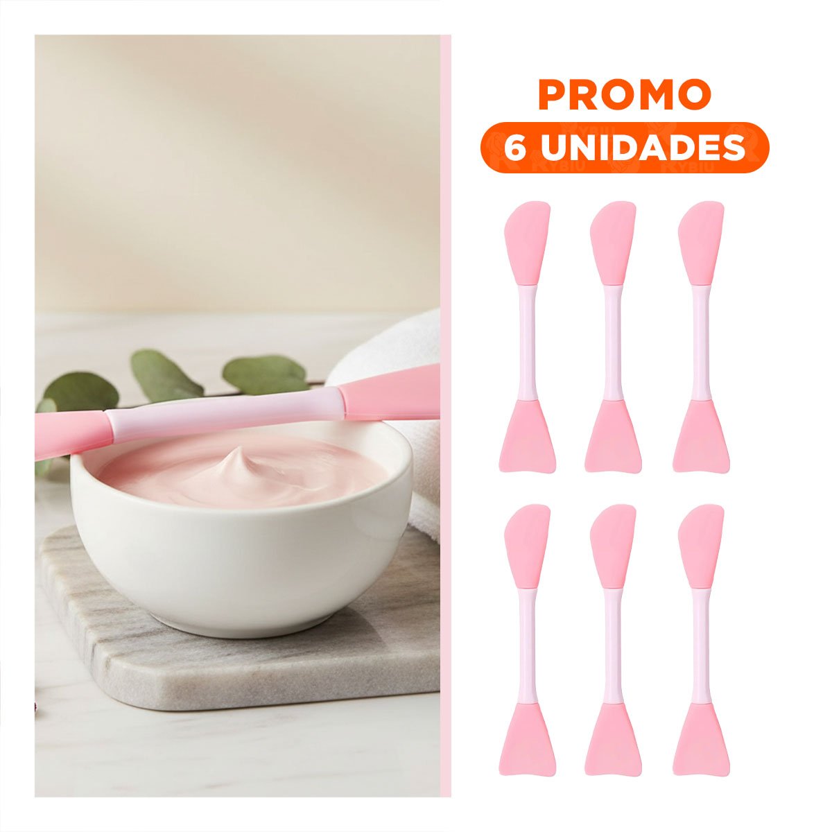 PACK6 ESPATULA DE MAQUILLAJE ROSADO PARA USO DIARIO EN TRATAMIENTOS FACIALES - 1