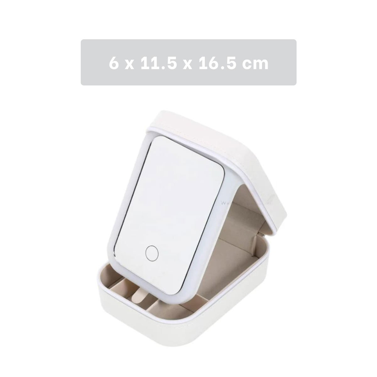 PACK2 CONTENEDOR 11,5X16,5X6CM BLANCO CON LED Y ESPEJO ORGANIZA TUS JOYAS Y+PAPEL REGALO - 4