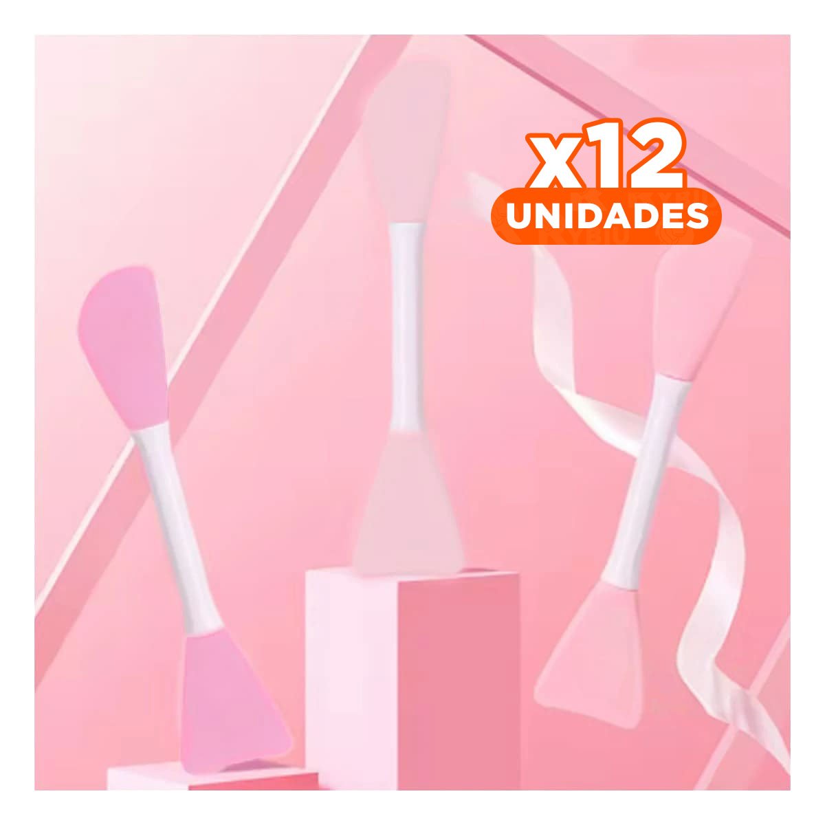 PACK12 RASPADOR DOBLE PUNTA ROSADO PARA CREMAS Y MASCARILLAS DE MANERA PRACTICA - 1