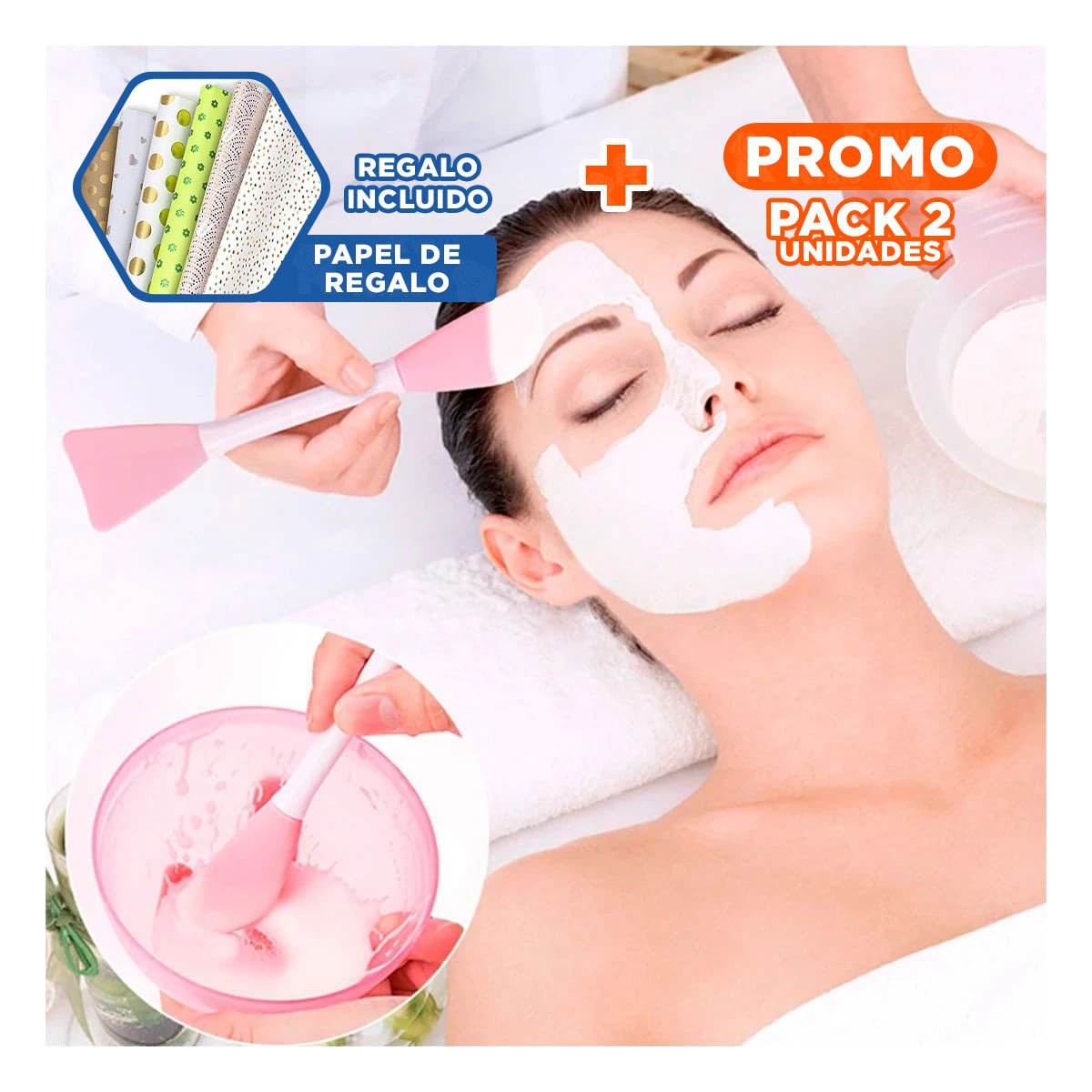 PACK2 UTENSILIO PROFESIONAL ROSADO PARA MASCARILLAS Y CREMAS DIARIAS Y+PAPEL REGALO - 1