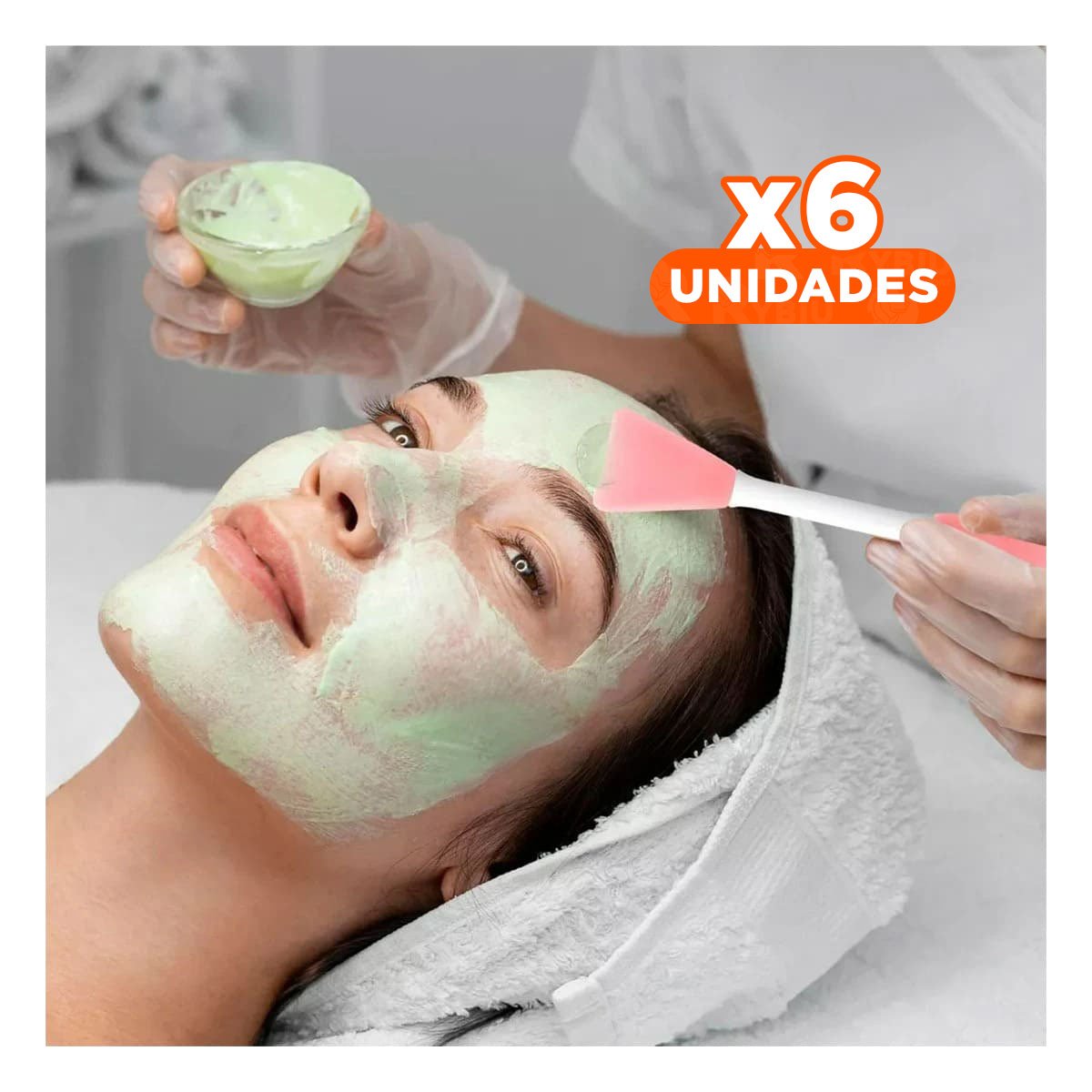 PACK6 CUCHARILLA DOBLE PUNTA ROSADO PARA APLICACION FACIAL CON DISENO Y+REGALO STICKER - 1