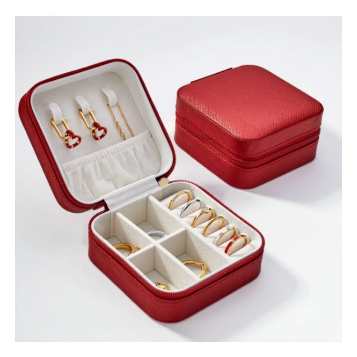 FORMATO JOYERO MINI PORTATIL PARA MUJER EN ROJO Y+PAPEL REGALO - 2