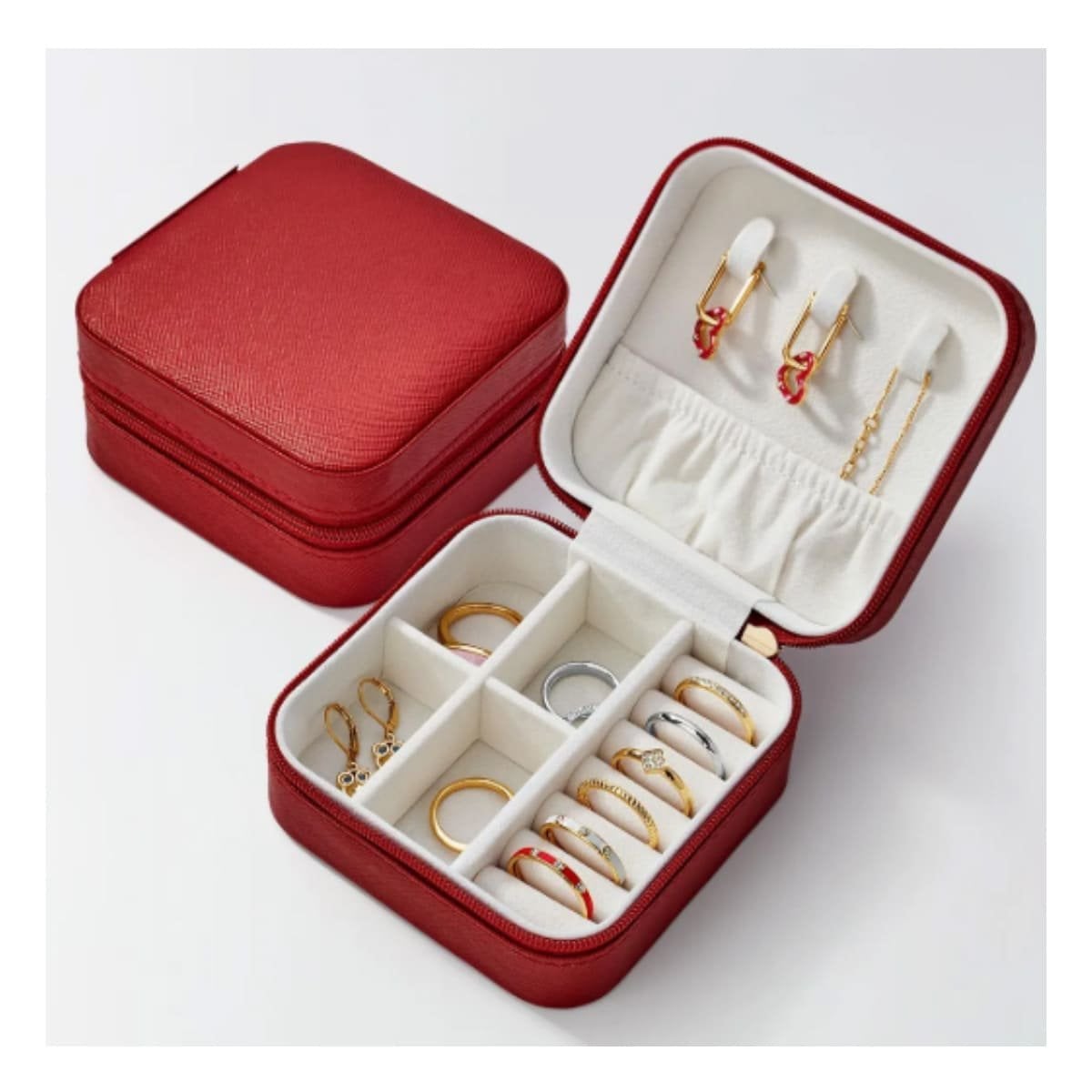 FORMATO JOYERO MINI PORTATIL PARA MUJER EN ROJO Y+PAPEL REGALO - 3