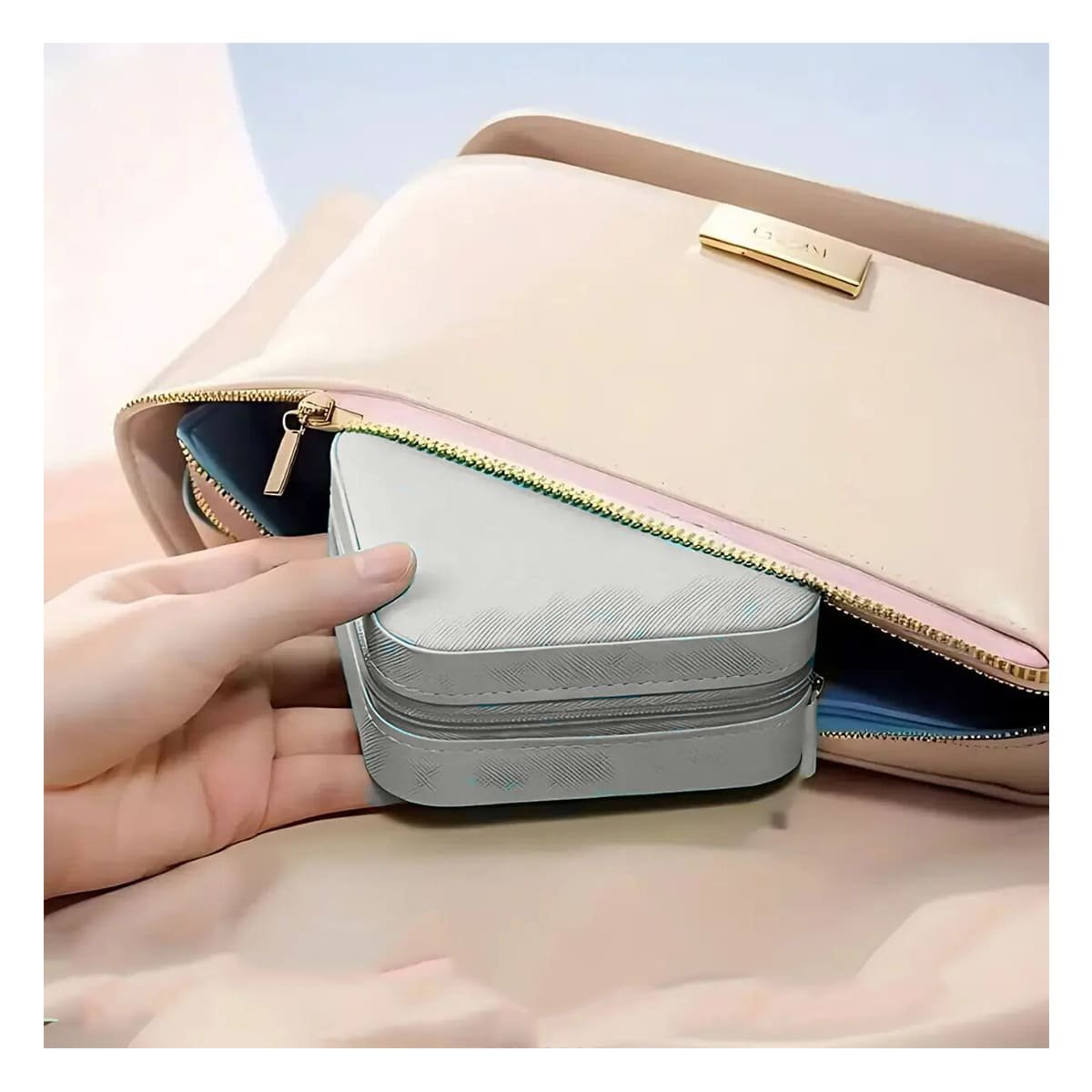 PACK6 COFRE GRIS AGUA MINI JOYERO PORTATIL PARA MUJER - 3