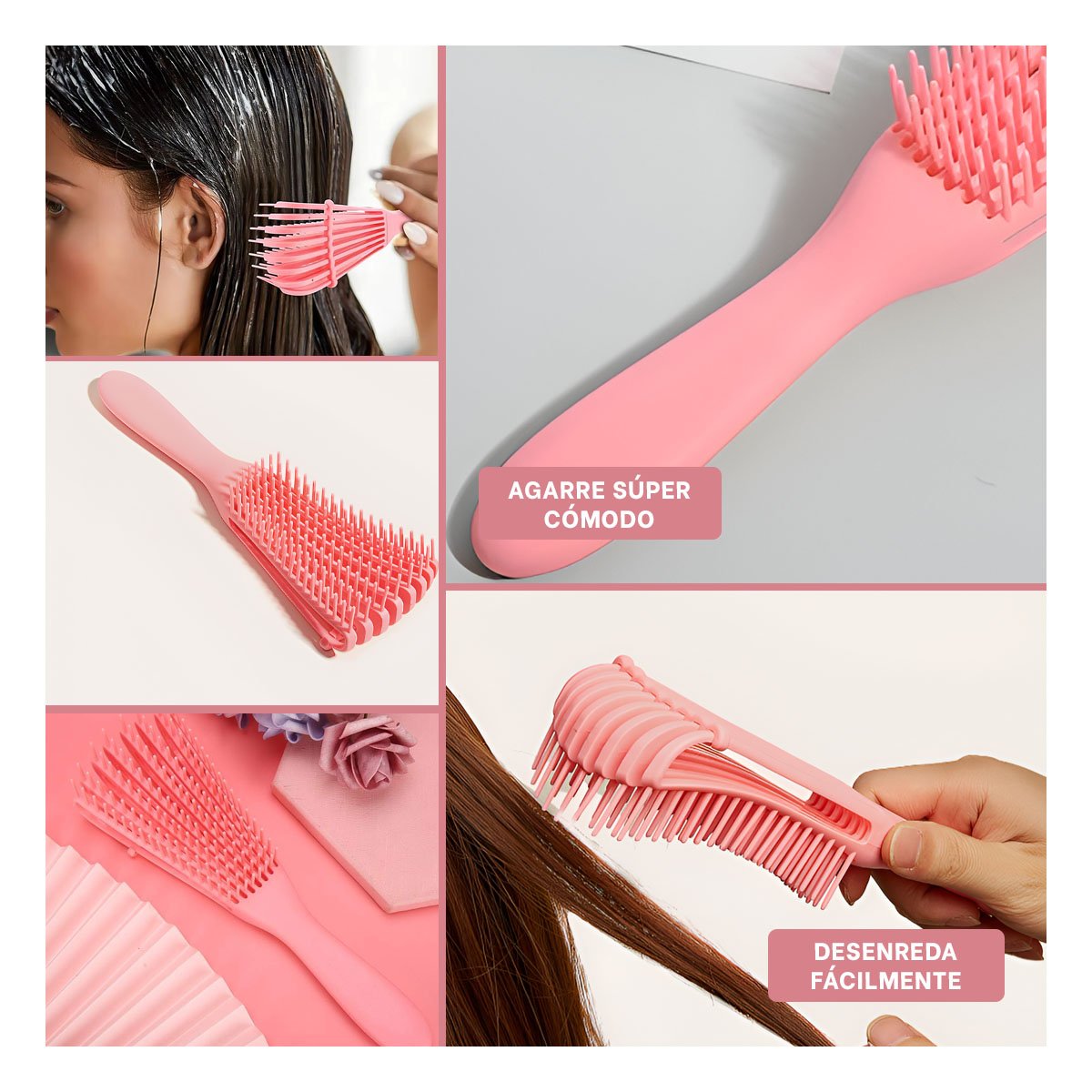 PEINETA LIGERA DESENREDANTE ROSADO PARA MUJER - 5