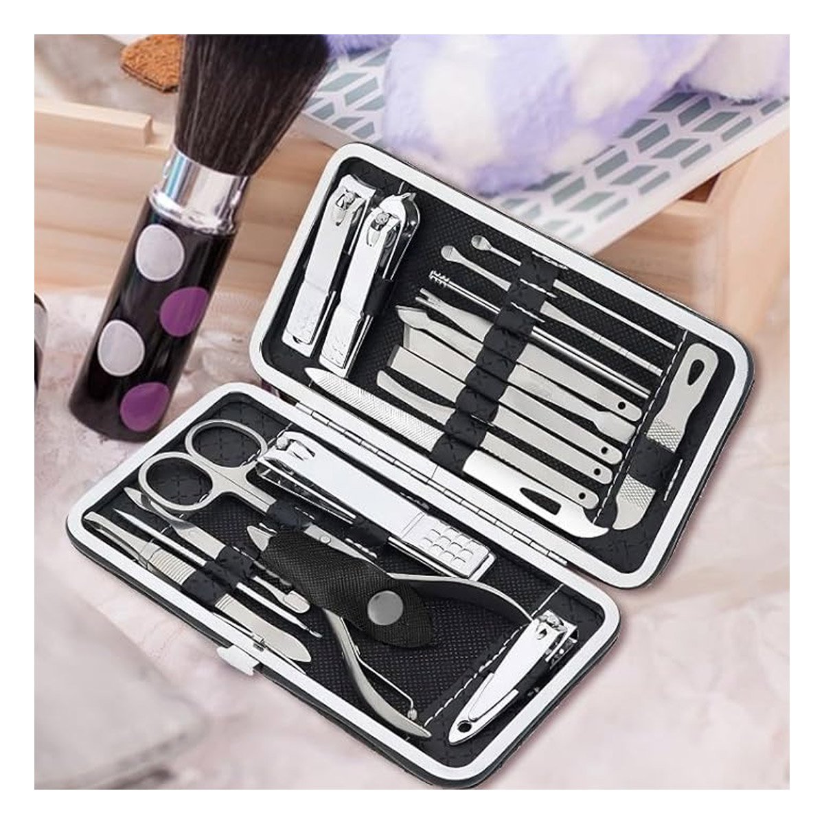 PACK2 PRESENTACION MANICURE Y PEDICURE 16 PIEZAS EN NEGRO - 5