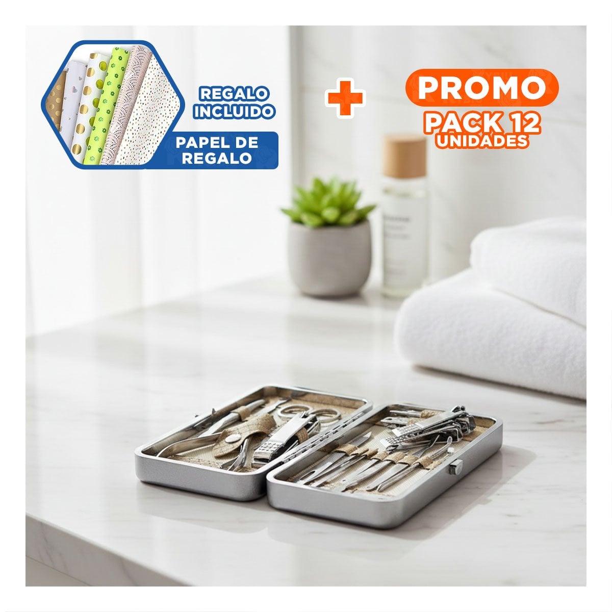 PACK12 MODELO MOSTAZA DE MANICURE Y PEDICURE 16 PIEZAS Y+PAPEL REGALO - 1