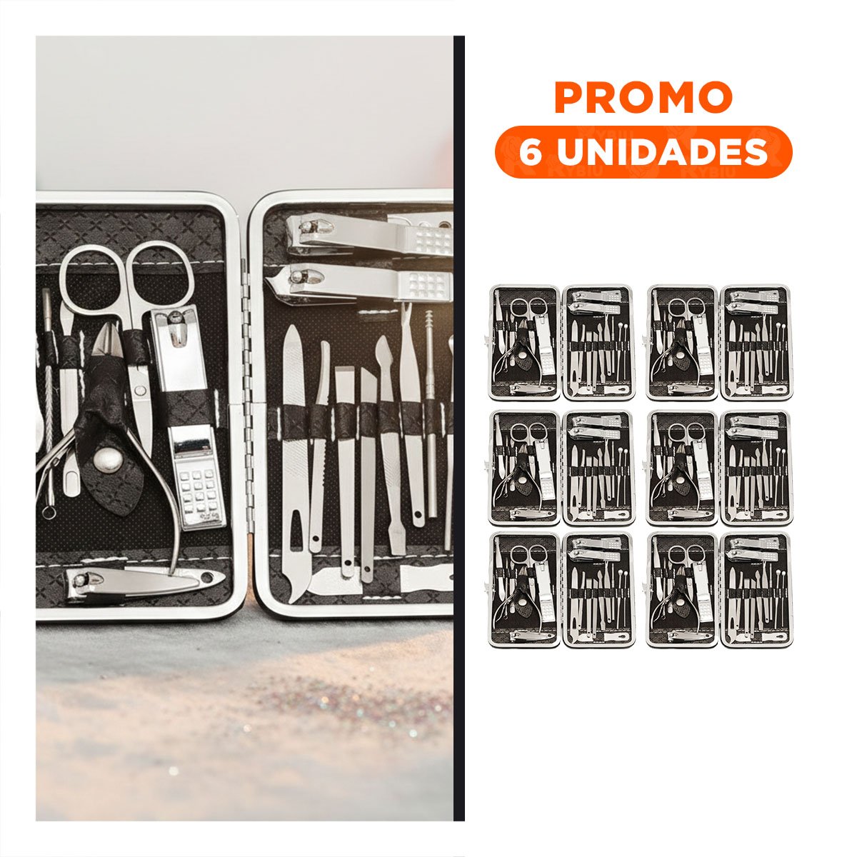 PACK6 COLECCION NEGRO DE MANICURE Y PEDICURE 16 PIEZAS - 1