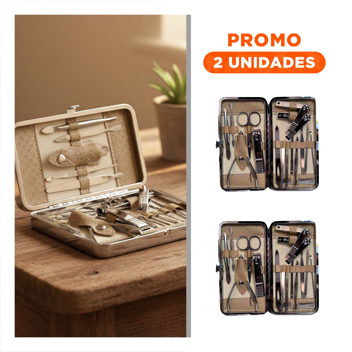 PACK2 PRESENTACION MANICURE Y PEDICURE 16 PIEZAS EN MOSTAZA - 1