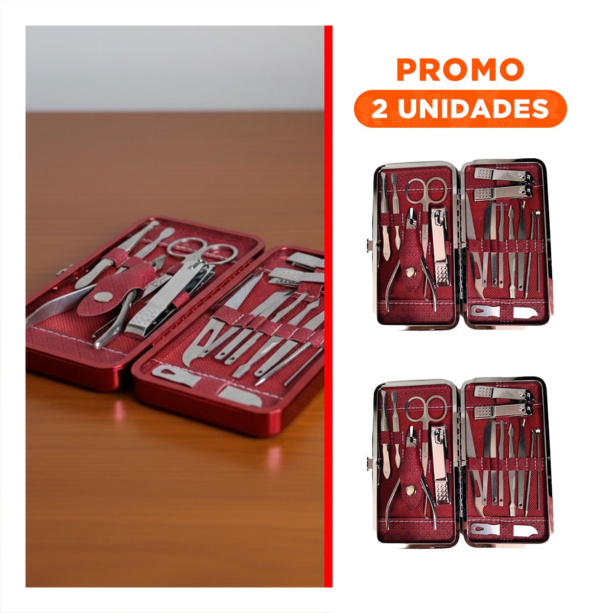 PACK2 PRESENTACION MANICURE Y PEDICURE 16 PIEZAS EN GUINDA - 1