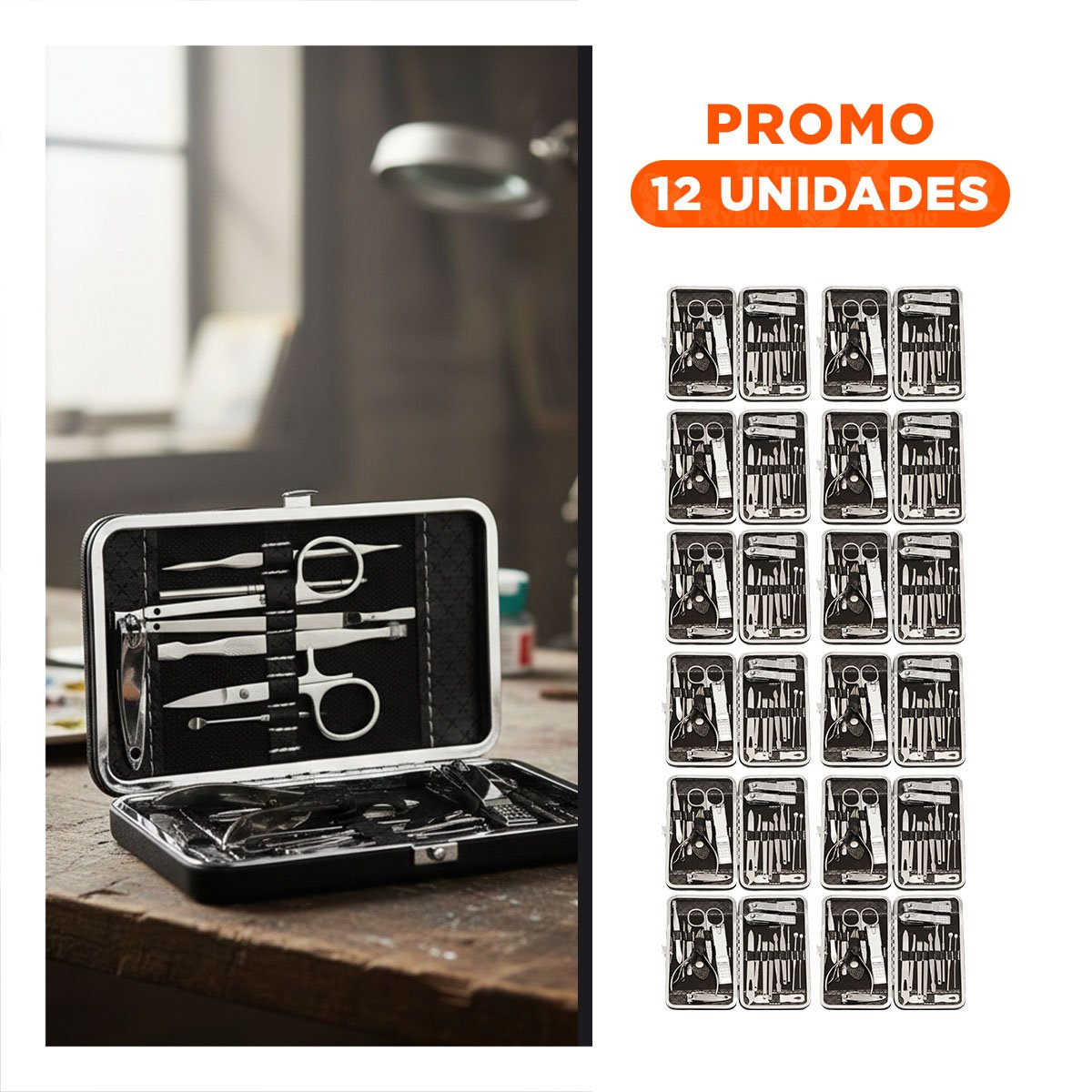 PACK12 VERSION NEGRO DE MANICURE Y PEDICURE 16 PIEZAS Y+REGALO STICKER - 1