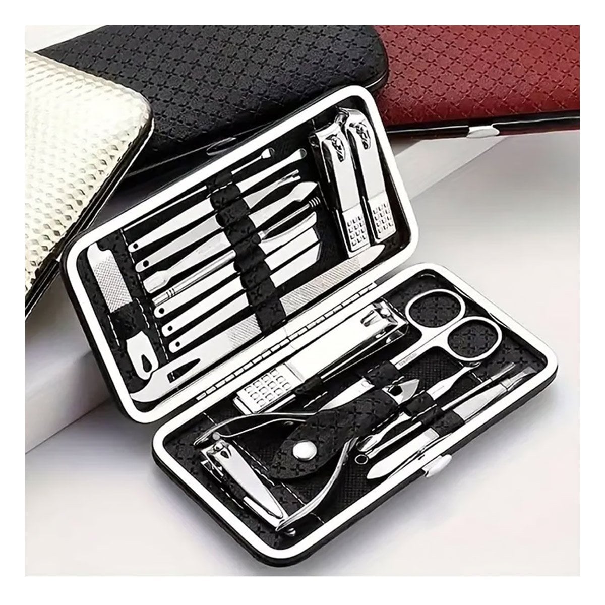 PACK4 JUEGO NEGRO DE MANICURE Y PEDICURE 16 PIEZAS Y+PAPEL REGALO - 5