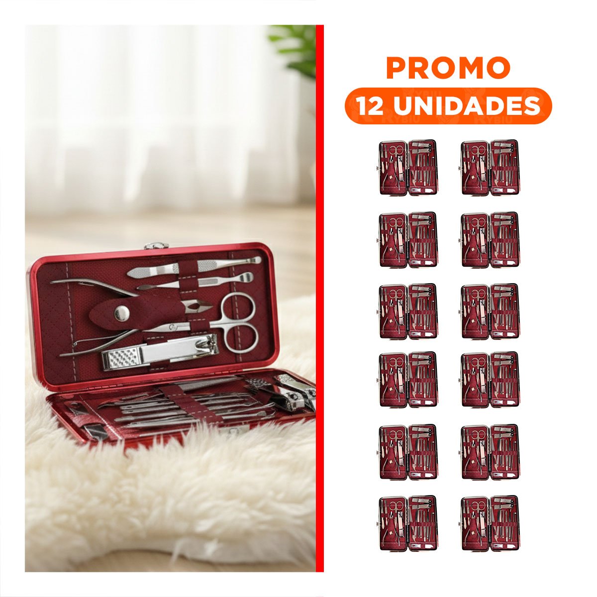 PACK12 VERSION GUINDA DE MANICURE Y PEDICURE 16 PIEZAS Y+REGALO STICKER - 1