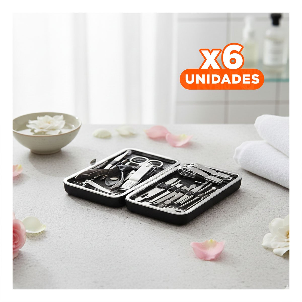 PACK6 HERRAMIENTAS NEGRO DE MANICURE Y PEDICURE 16 PIEZAS Y+REGALO STICKER - 1
