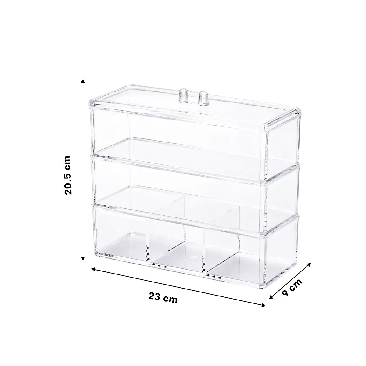 PACK4 MODULO TRANSPARENTE DE ACRILICO 3 PISOS CON 3 DIVISIONES Y+PAPEL REGALO - 4
