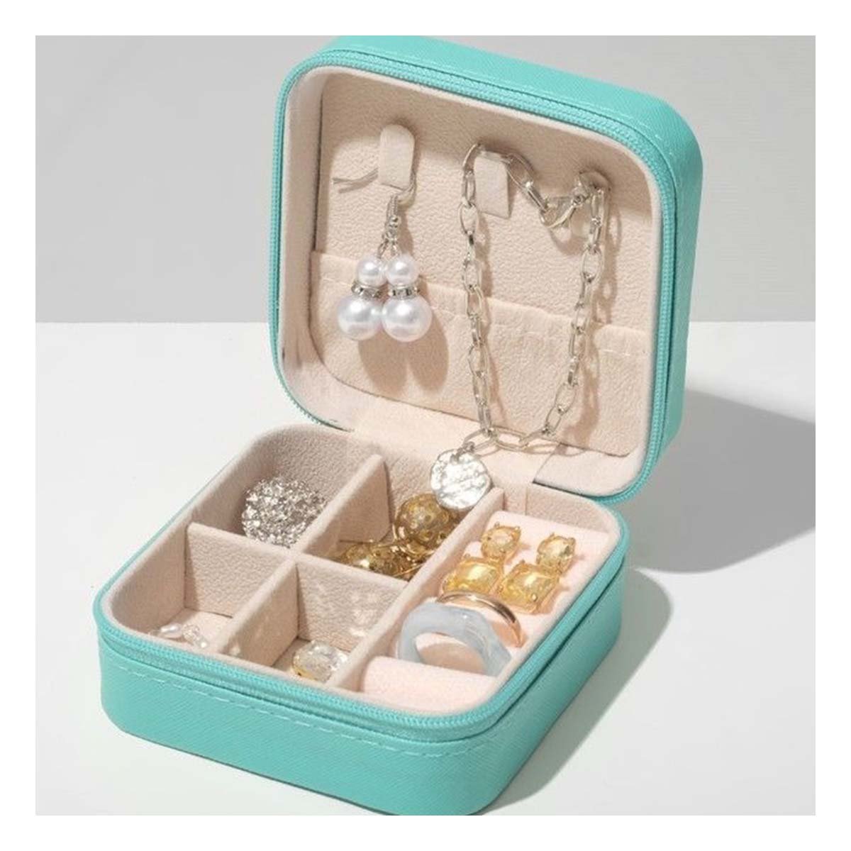 PACK2 SET JOYERO MINI PORTATIL PARA MUJER EN TURQUEZA - 5