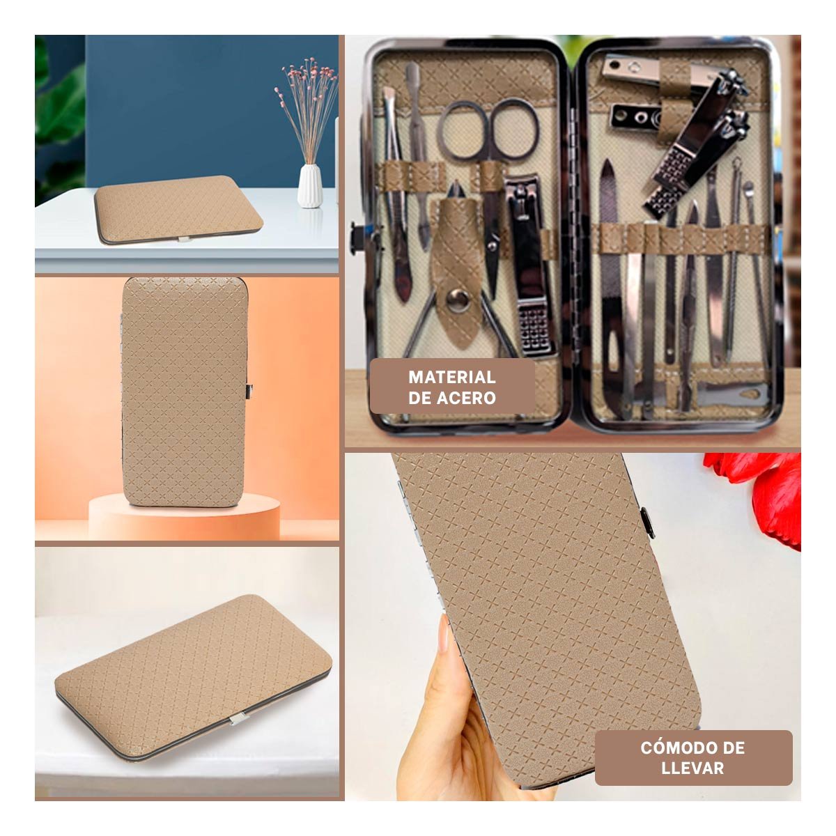 PACK6 ACCESORIOS MOSTAZA DE MANICURE Y PEDICURE 16 PIEZAS Y+PAPEL REGALO - 3