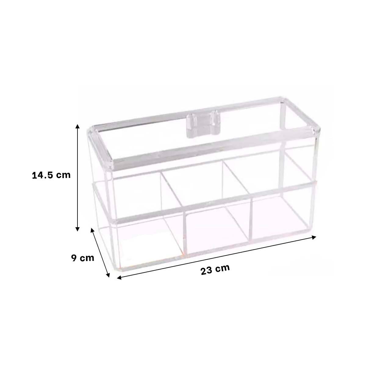 ACCESORIO DE ACRILICO 2 PISOS CON 3 DIVISIONES TRANSPARENTE Y+LIGAS REGALO - 4